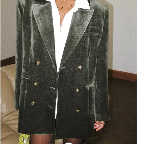 Commnse Retro Velvet Blazer Sz L - Picture 4 of 8
